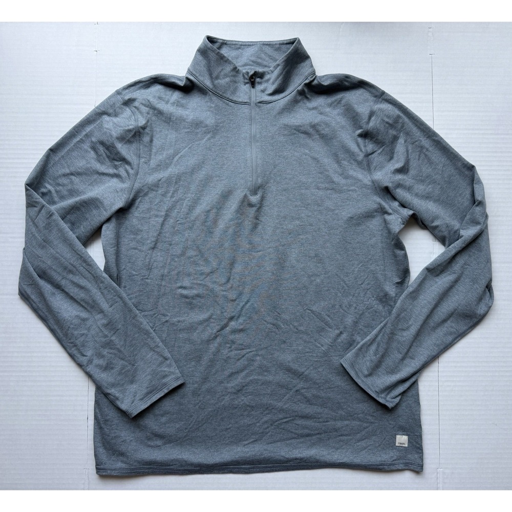 Vuori Mens XL Ponto 1/2 Zip Mock Neck Pullover Light Blue Gray $118 Super Soft!